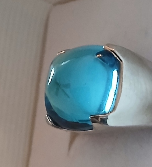 NIB Baccarat Medicis Ring, Sterling Silver & Crystal, Riviera Blue, Size 7 - Picture 3 of 7